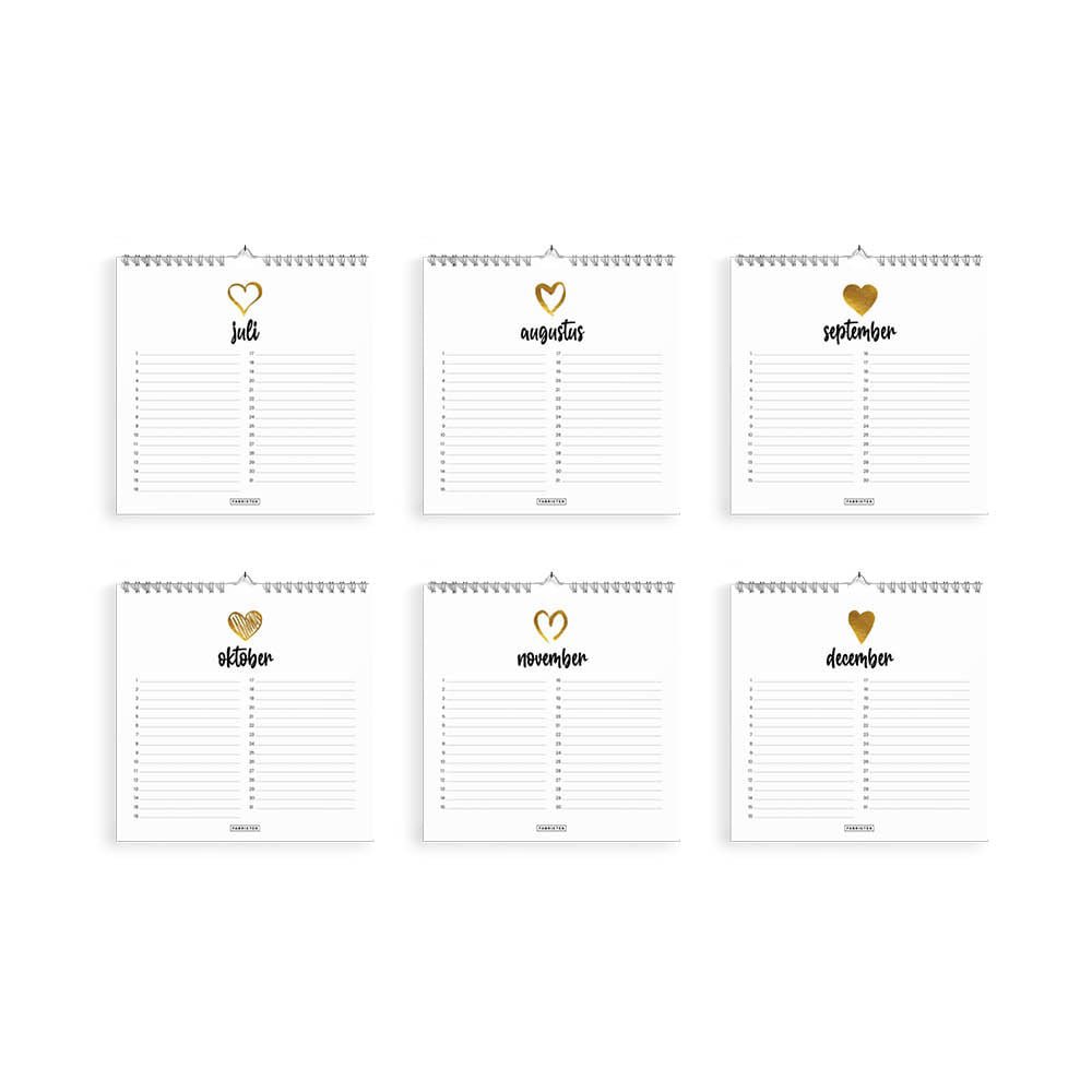 Verjaardagskalender Love 21x21 cm – Minimalistische vierkante kalender