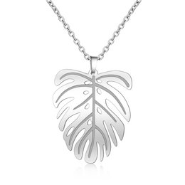A delicate and stylish leaf-shaped pendant necklace available in silver, gold, and rose gold colors. The pendant features a minimalist leaf design that can be worn as a chic accessory for any occasion.