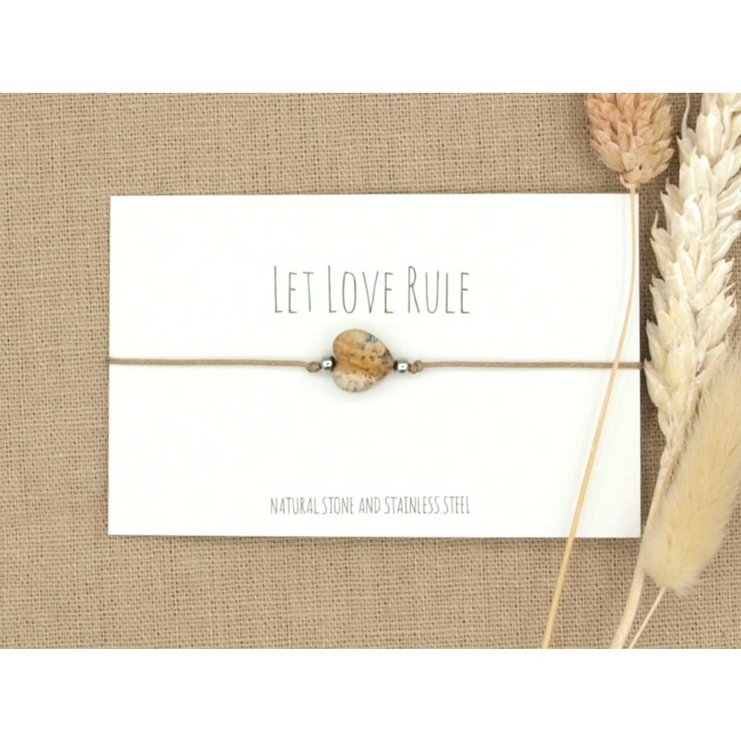 Armband love jaspis goud,zilver RVS