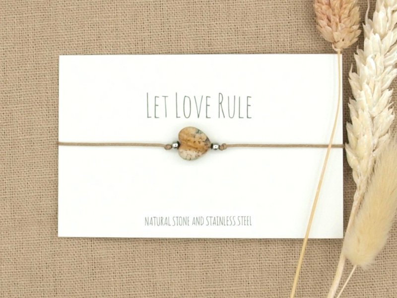 Armband love jaspis goud,zilver RVS