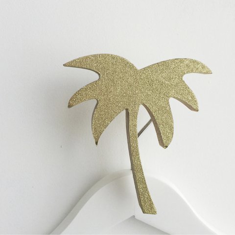 GOUD GLITTER PALMBOOM MUURHAAK