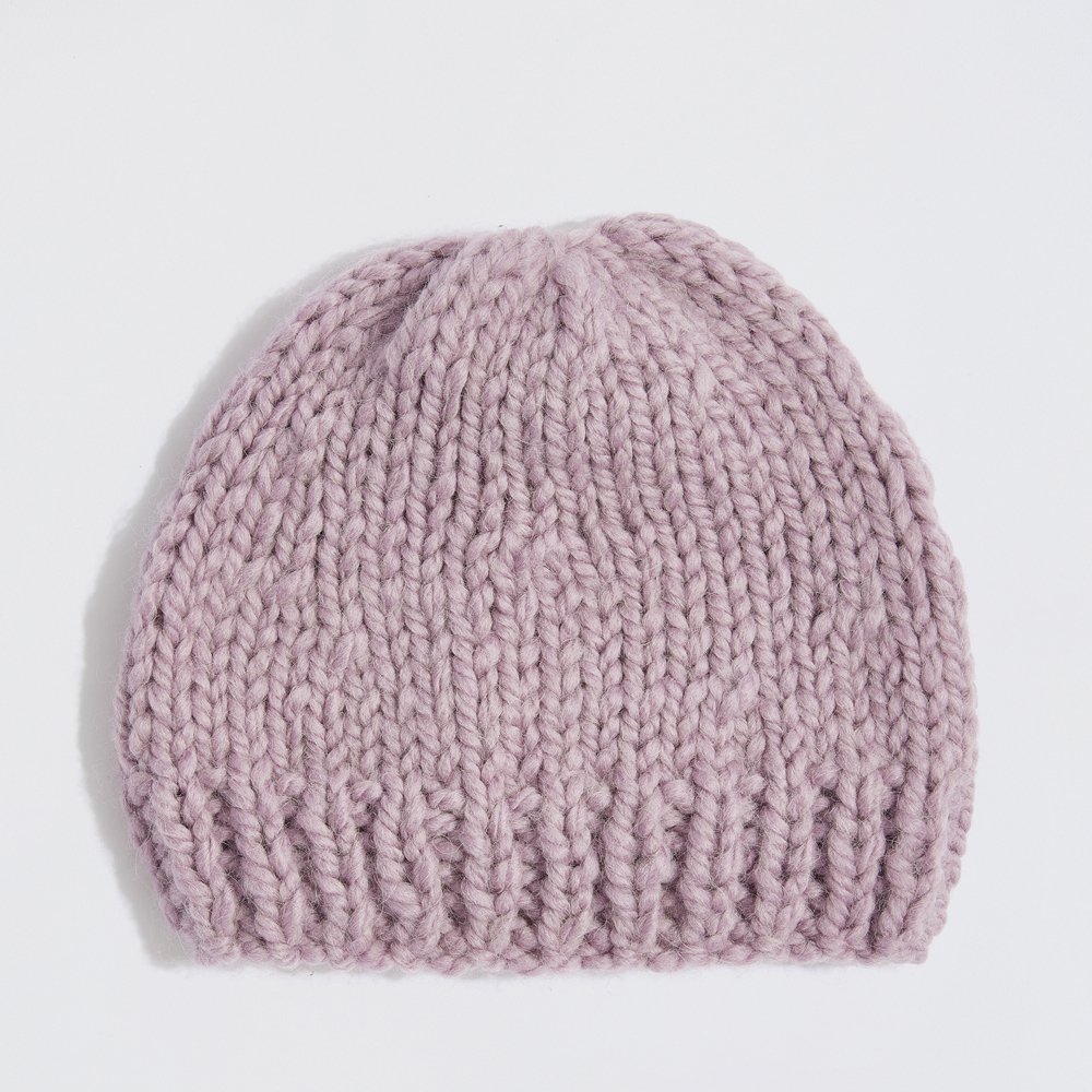 “Mama's Beanie” alpaca wool knitted ribbed edge hat lavender