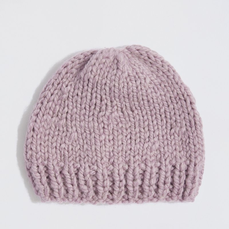 “Mama's Beanie” alpaca wool knitted ribbed edge hat lavender