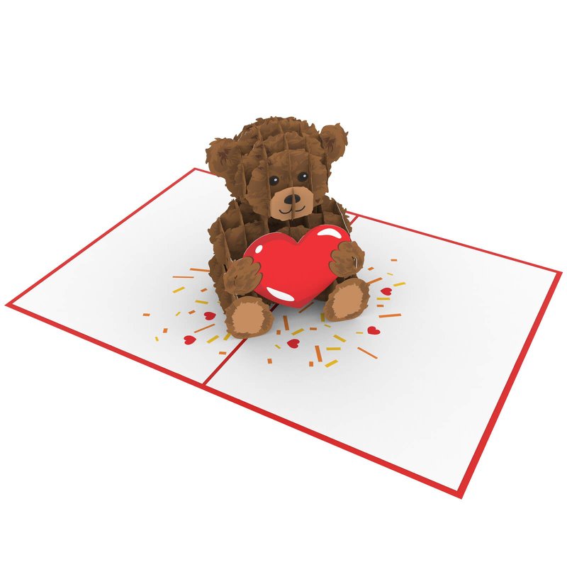Teddybeer met hart pop-up kaart
