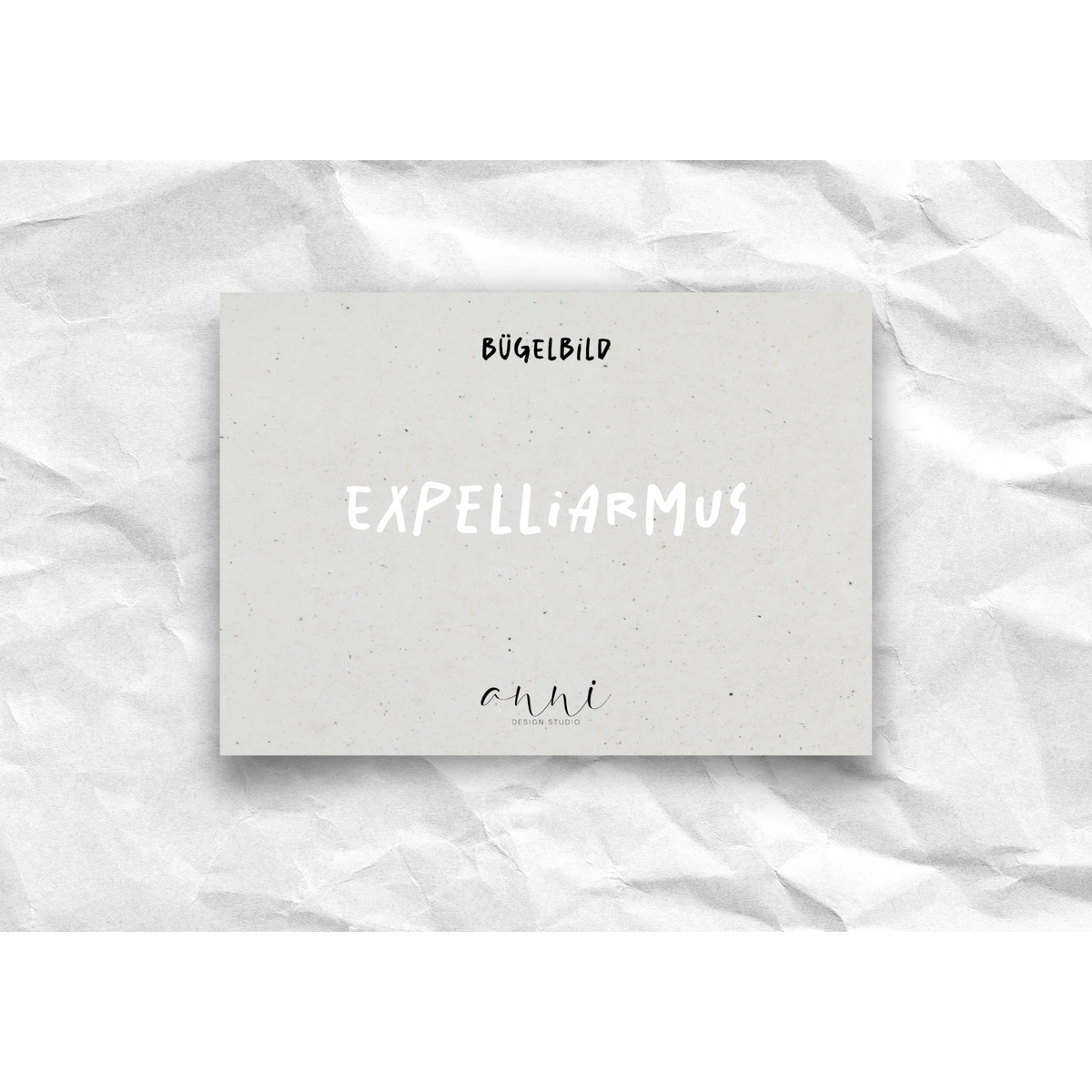 Opstrijktransfer “Expelliarmus” – DTF-transfer, zwart/wit