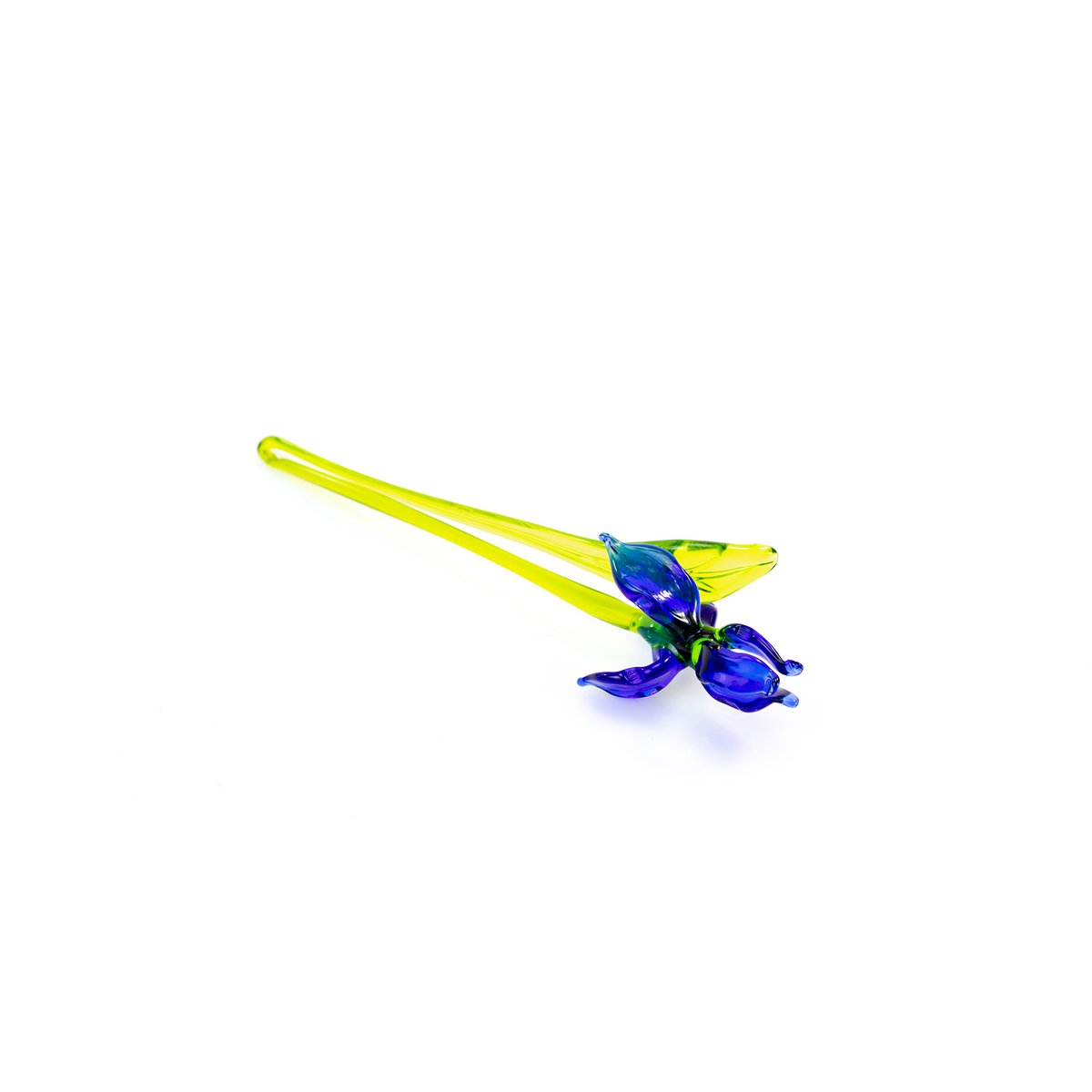Glazen Iris - Blauw - lengte 18 cm - Handgemaakt