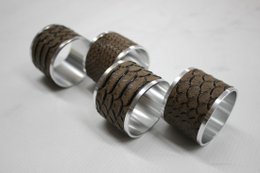 Anillos de servilleta 4-ER Set Reptil de cuero sintético de acero inoxidable de acero inoxidable