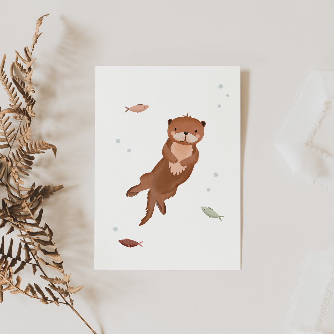 Postcard Otter - Animali della foresta per bambini