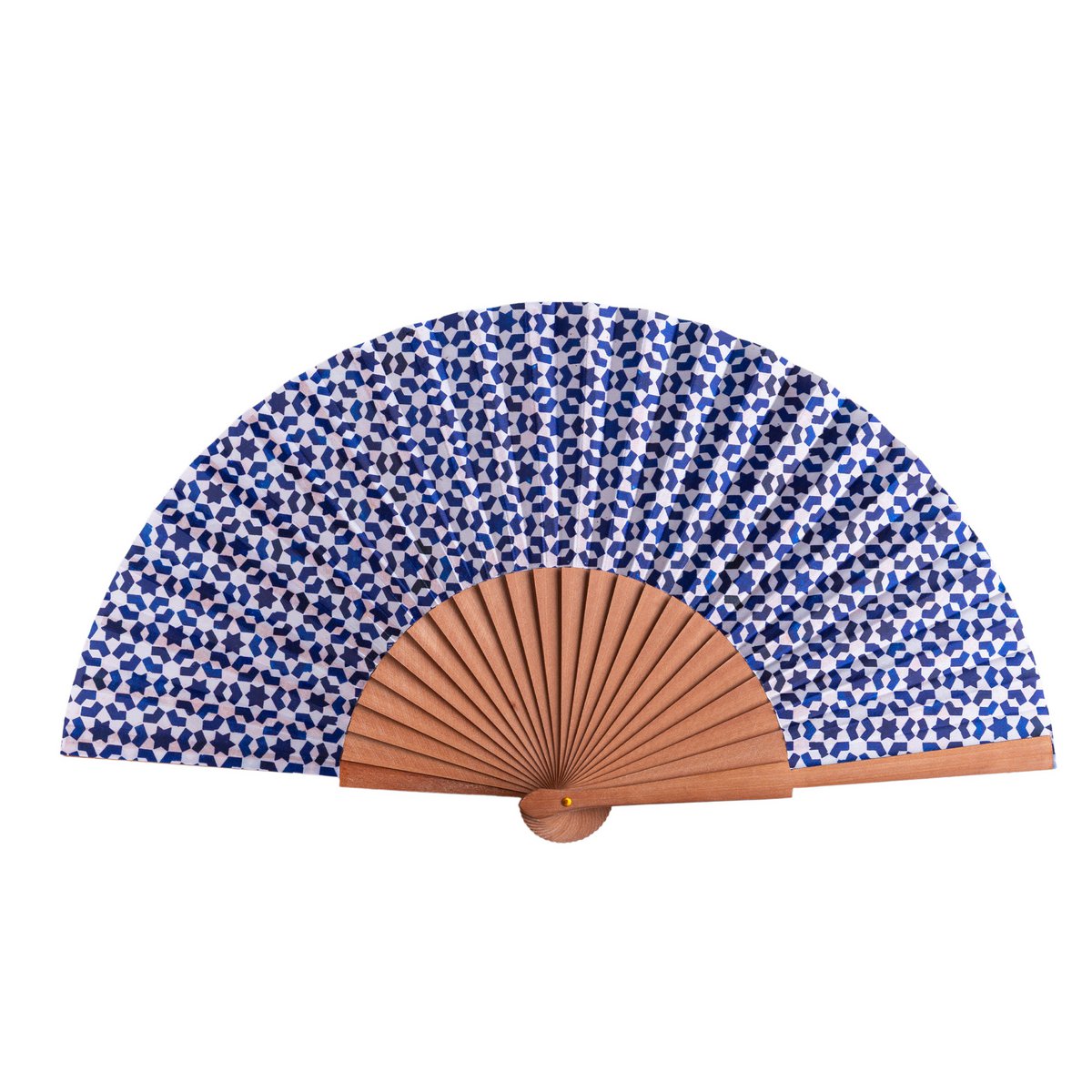 Interlocking Star Satin Hand Fan Nawar 23 cm