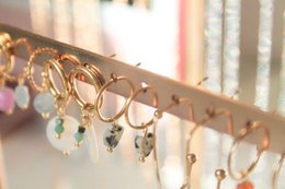 Earrings Dalmatian Jasper Heart - Gold