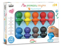 A set of 9 colorful pencils in various vibrant shades, suitable for educational and creative activities.