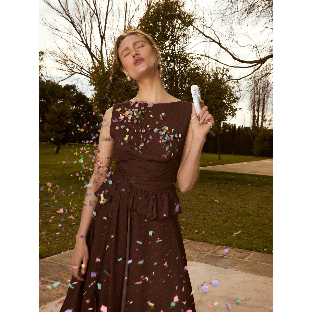Brown Toast Polka Dot Occasion Dress