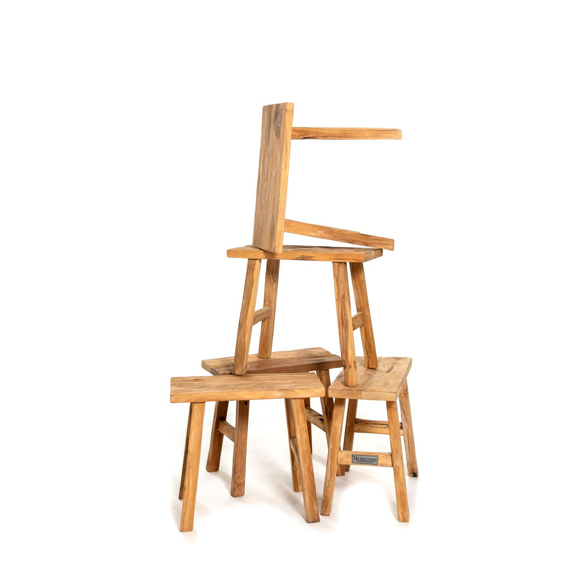 Vintage Minihocker - altes Teakholz H: 30 cm
