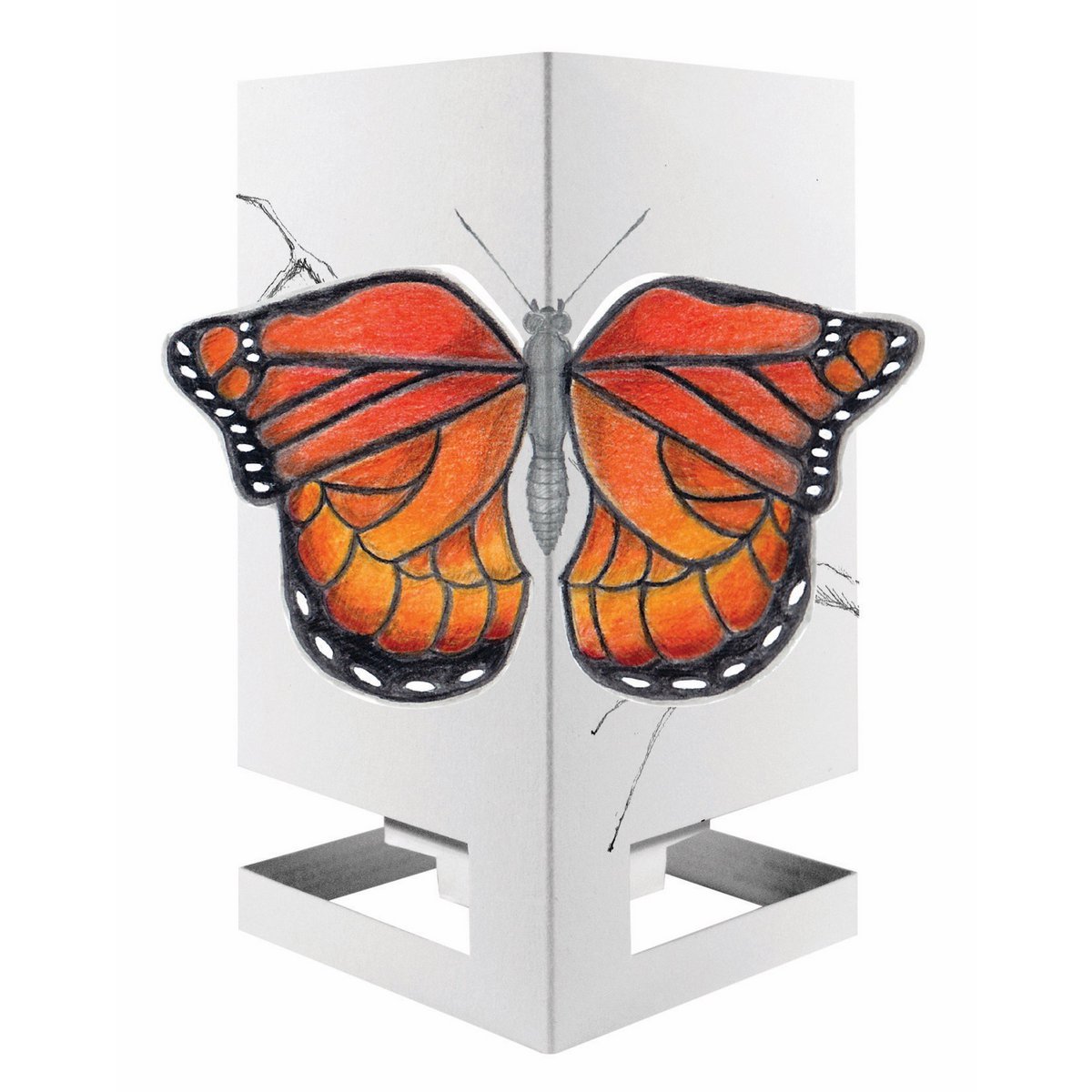 CARDLE  Butterfly Orange (Bright Butterfly) - Candle Holder Greeting Card 