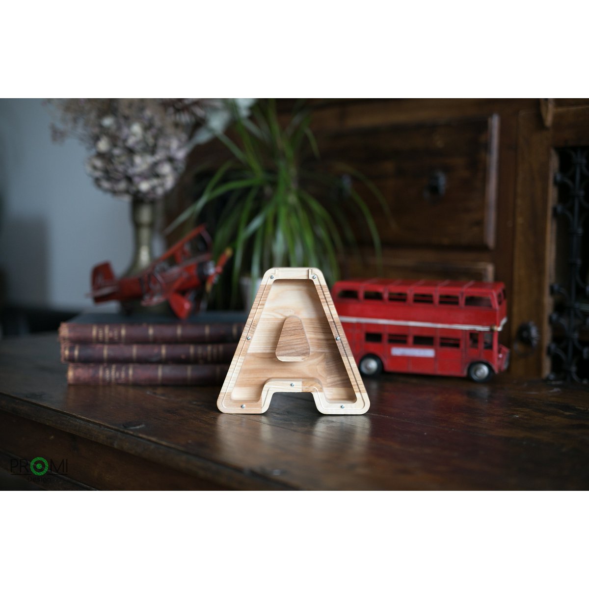 Wooden Piggy Bank Lille, brevpengebank, møntkasse, træboksepenge, sparer pengeboks