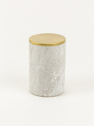 Mittlere zylindrische Box aus Stein mit kupferfarbenem, messingbeschichtetem Deckel