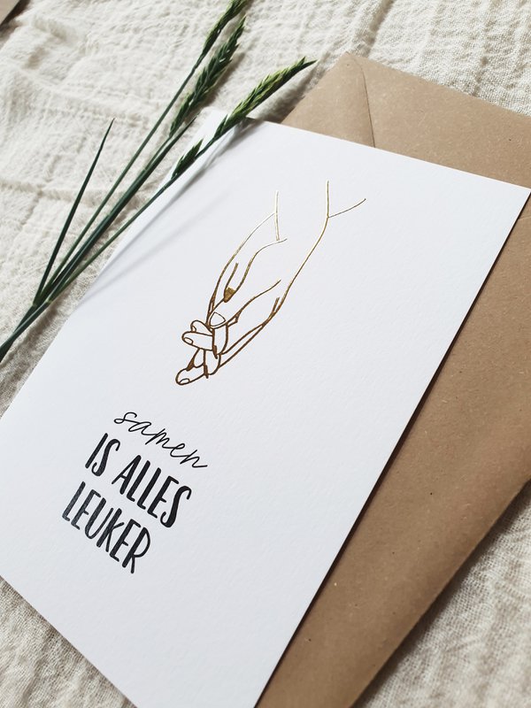 Double greeting card + envelope Everything is more fun together Gold foil