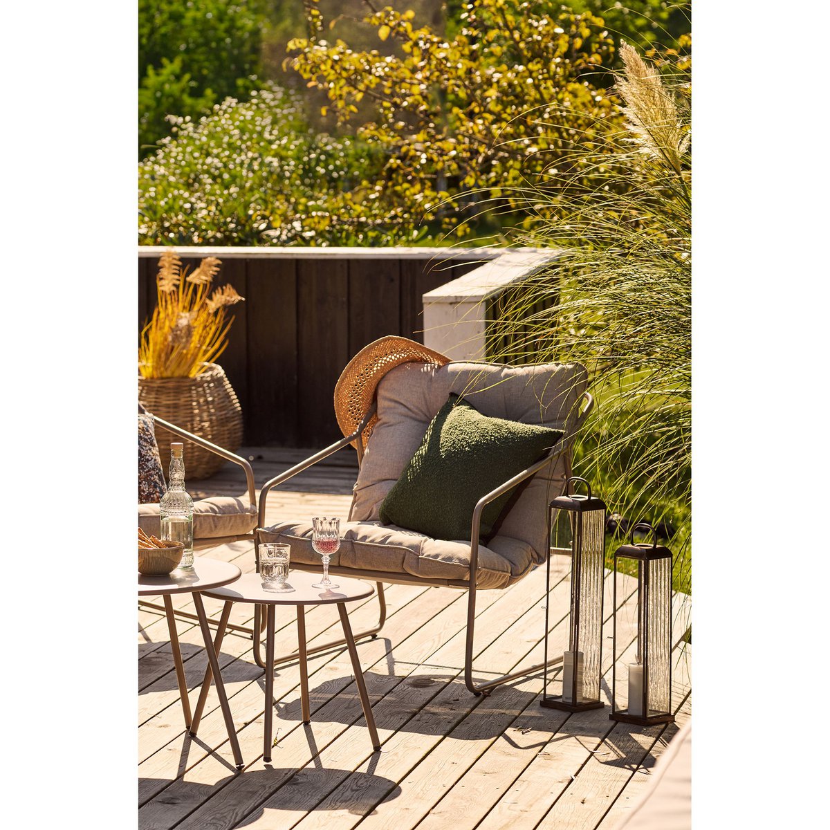 Nilo Lounge set, steel, sand, incl. cushions