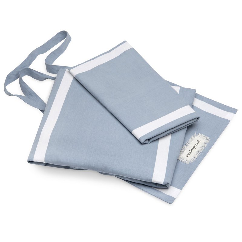 Set copripiumino e cuscino a righe spesse reversibili blu freddo