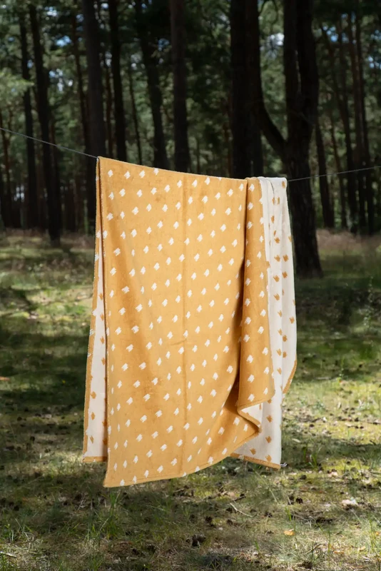 Jacquard-Strandtuch – Pied-de-Poule – Gelb/Weiß