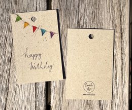 5 x cadeau -tags voor verjaardag | Gelukkige verjaardag | Kleurrijke wimpel | 85 x 55 mm