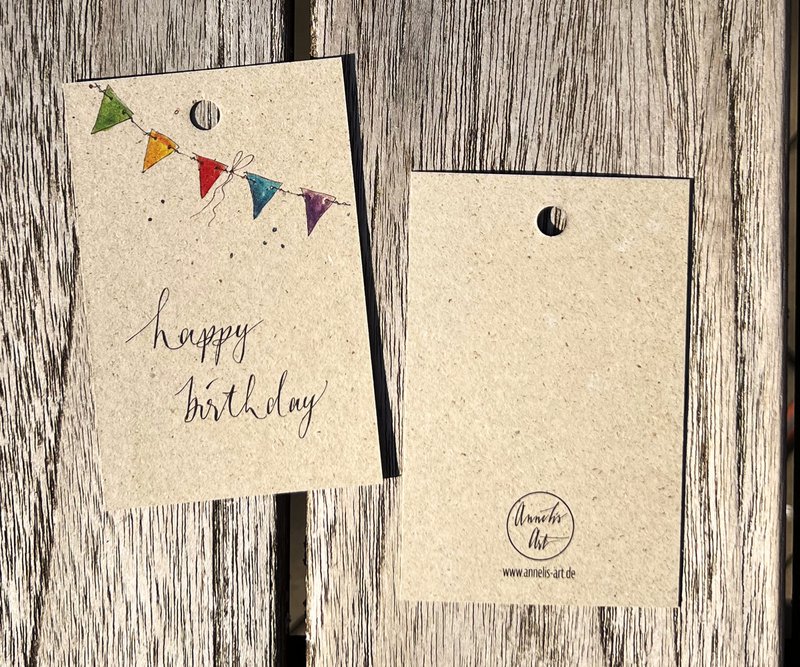 5 x cadeau -tags voor verjaardag | Gelukkige verjaardag | Kleurrijke wimpel | 85 x 55 mm