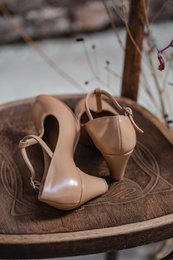 Håndlavede læderhæle (5,5 cm) - Astrid - Beige vintagesko 35-42
