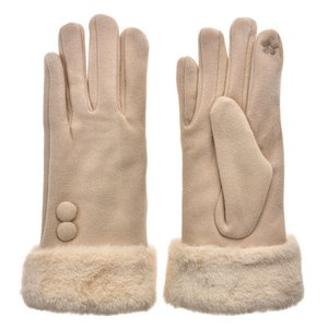 Handschuhe mit Kunstfell 9x24 cm Beige Polyester