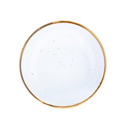 Ciotola piccola rotonda in ceramica bianca con bordo dorato 11x11x4,5 cm