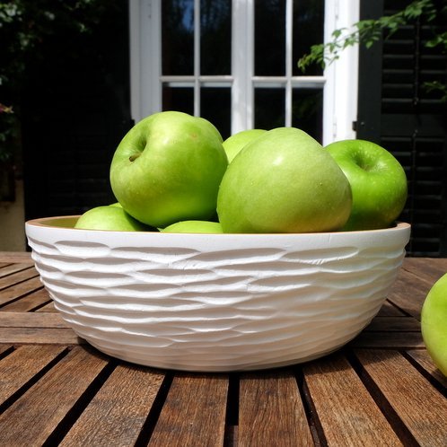 Wooden bowl - fruit bowl - salad bowl - model Carved Low - white - different sizes