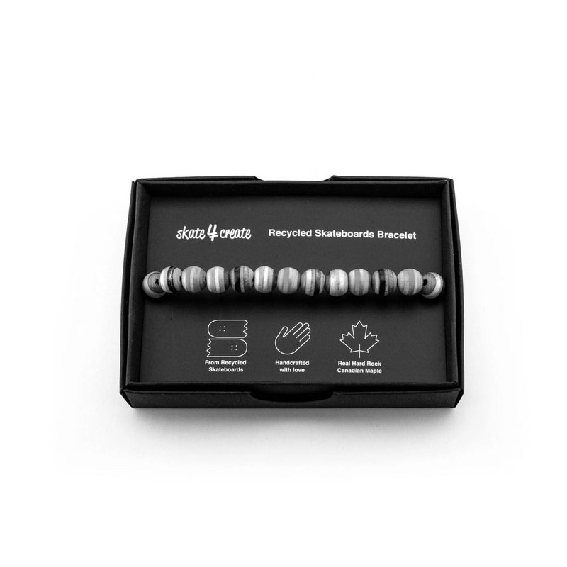 Pulsera de cuentas de madera de monopatín reciclado, verde, estirable, unisex, cuentas de 8 mm