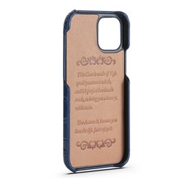iPhone 12 Pro Hoesje Van Donkerblauw Leer Met Kroko Print
