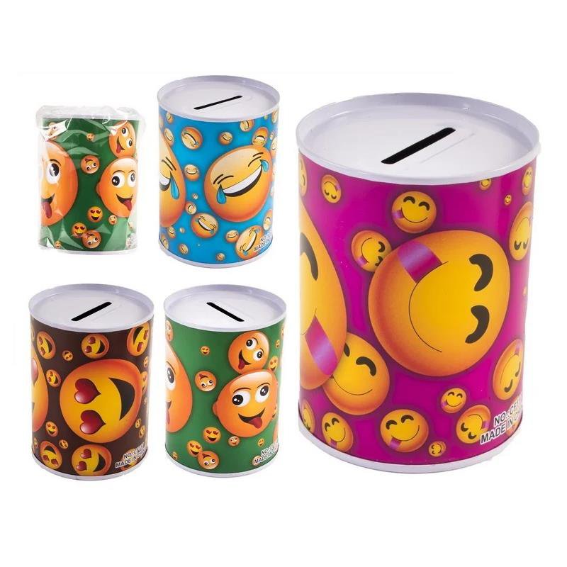 Savings tin Smiley Ø7.5x10cm