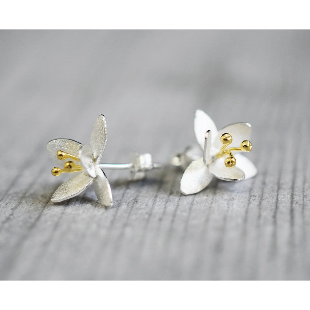 Oorknopjes met bloemen - 925 sterling zilver - OHR925-33
