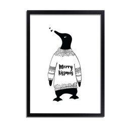 Juleplakat Merry Kissmass - Julepynt - Sort og hvid