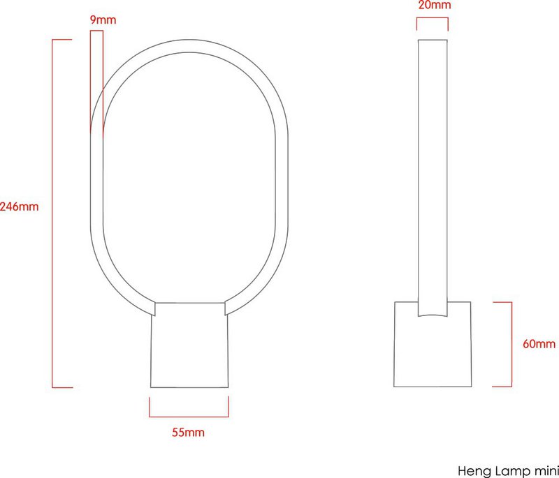 HENG Balance Lampe Ellipse Mini Lys og Mørkegrå