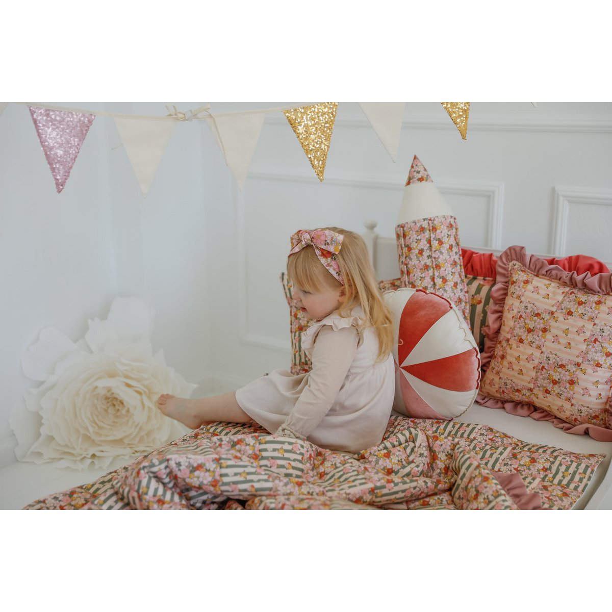 Ensemble de literie matelassée en coton pour les enfants «Garden d'été» - conception patchwork, petite taille