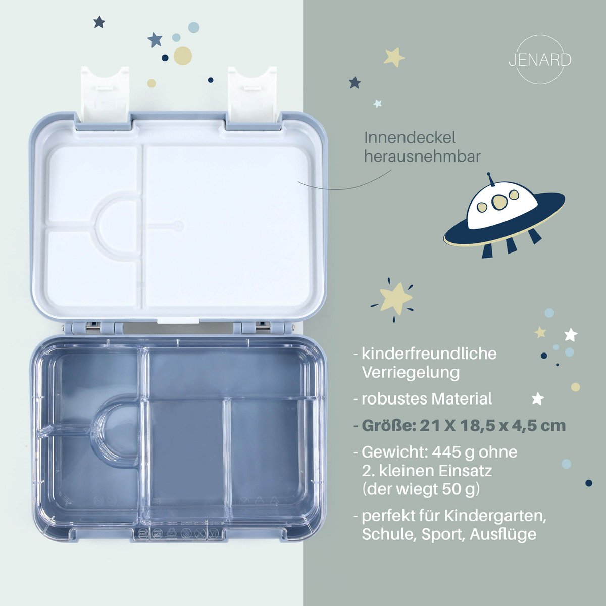 Children's lunch box leak-proof with compartments - Bento lunch box kindergarten BPA free - Space - JENARD