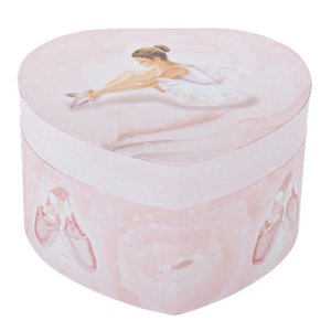 Ballerina Fosforescerende Hart Muziekdoos - Roze