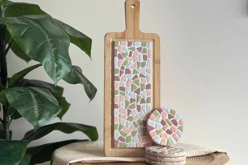 Combi -pakke Mosaic Borrelplank & Coasters