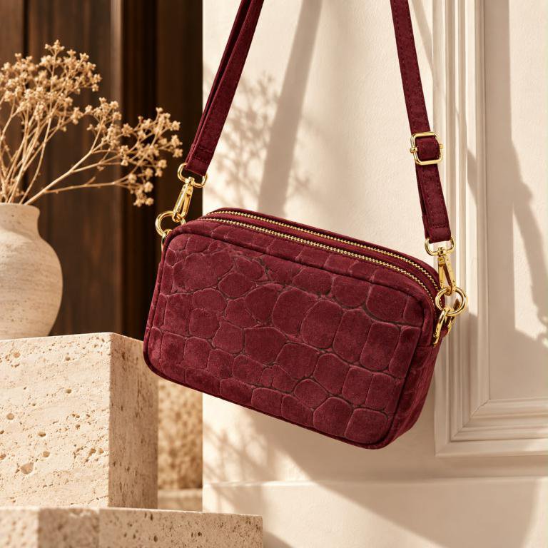Bolso Bandolera Serraje Italiano con Diseño Croco B2B 58077