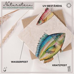 Tile coasters - fish duo ruby ​​close
