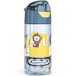 Children's water bottle, lightweight water bottle - excavator & monkey