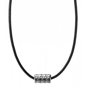 Collier 925/- Sterling Silber rhodiniert Lederand