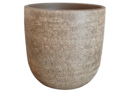 Rustic brown jute plant pot with textured surface, suitable for indoor or outdoor use.