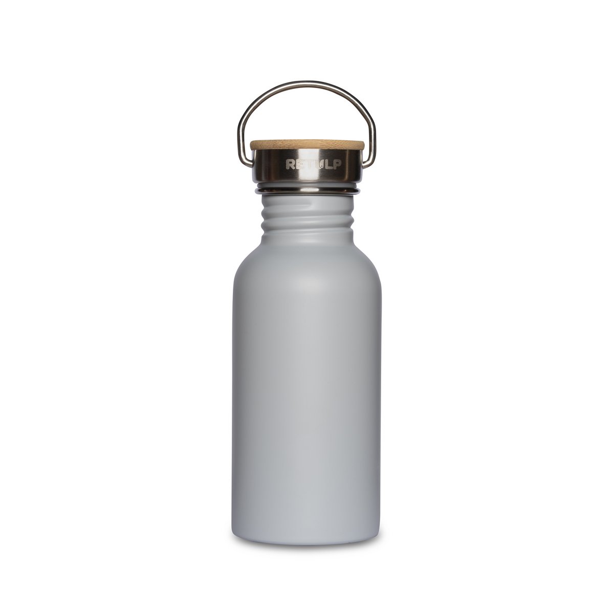 Stainless steel drinking bottle bamboo cap 500 ml stem GRAY