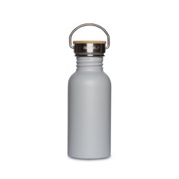 Butelka do picia ze stali nierdzewnej, zakrętka bambusowa, trzonek 500 ml SZARY