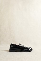 PARSON BLACK – Lakleerloafers met Dalmatische print