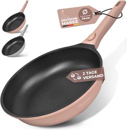 Fry pan 24 cm, ikke -stick coating, aftagelige håndtag, induktion, ovnfestival (lyserød)