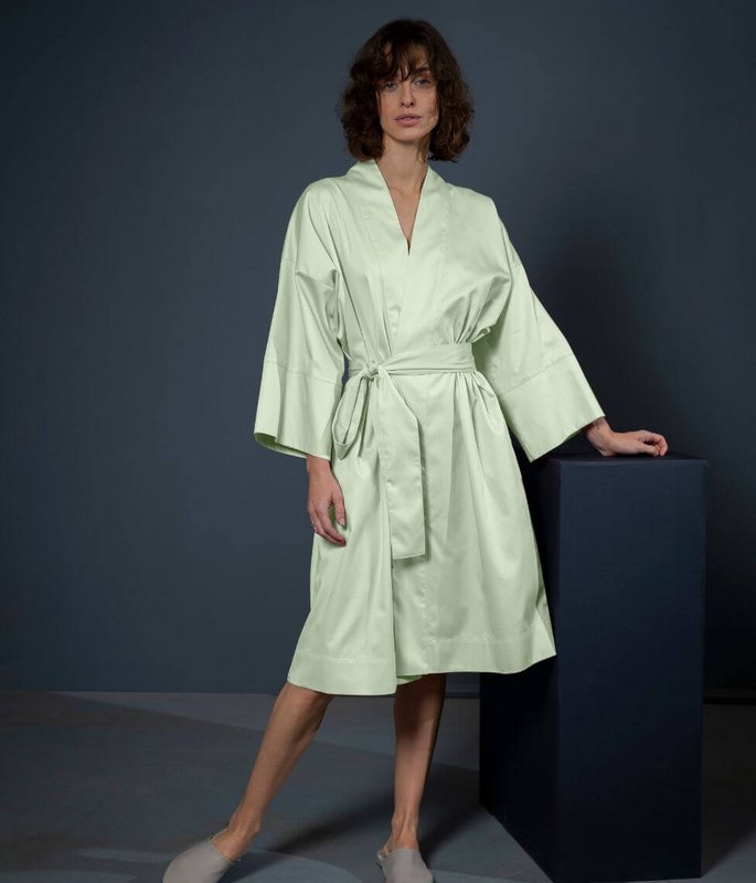 Albornoz kimono satén Solid Sweet Lime